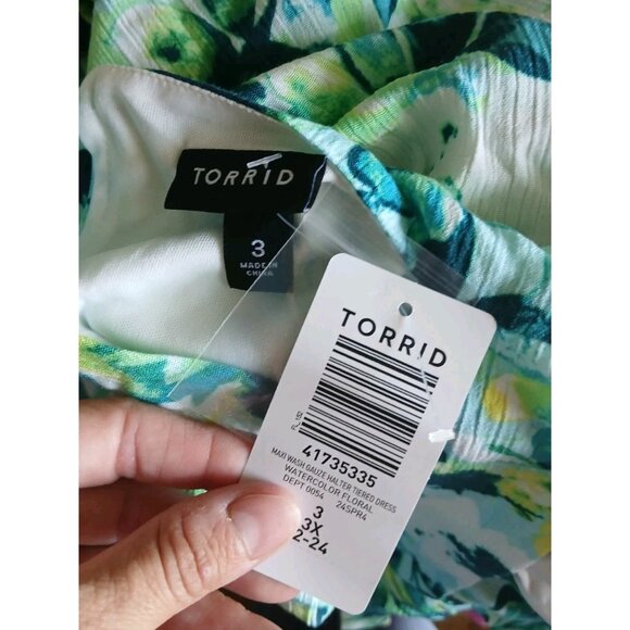 New Torrid Washable Gauze Halter Tiered Dress - Picture 5 of 12